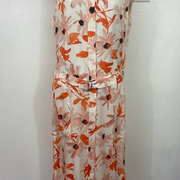 New Theory Silk Dress Floral Print Linigole Lily Pockets Belted Event Formal 8 - Picture 2 of 14